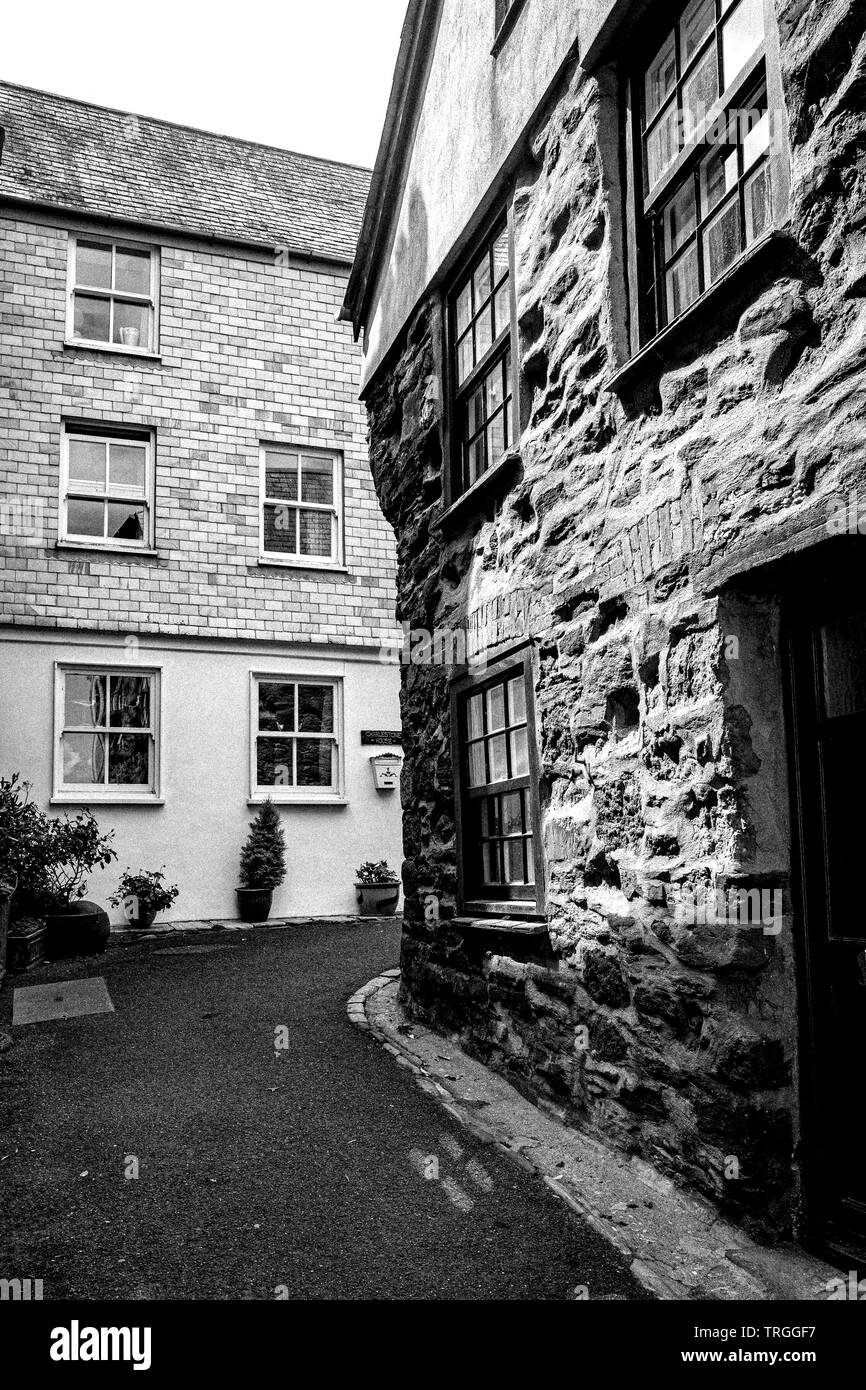 Monochrome Cornish cottage, Kingsand, Cornwal Stock Photo