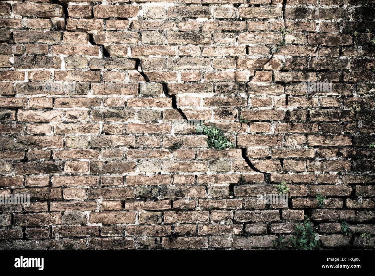 Cracked brick wall - Deep crack in a brick wall - toned image Stock Photo -  Alamy