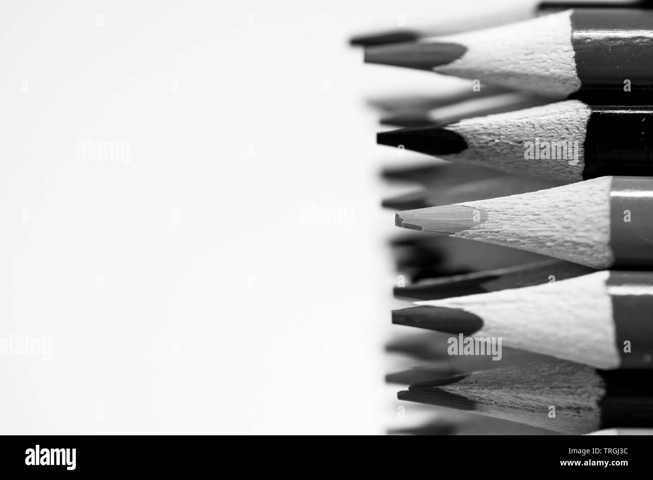 Black and white coloured pencils Stock Photo