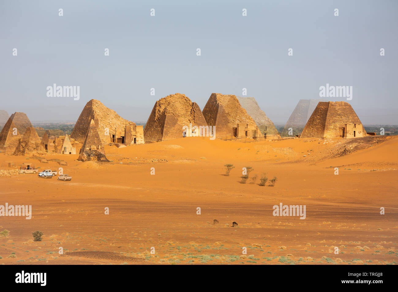 Pyramids of Meroe the top tourist destination site in Sudan a UNESCO world heritage site Stock Photo