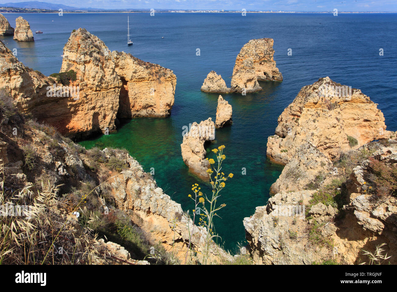 Portugal Algarve Lagos Ponta Da Piedade Cliffs Scenery Stock Photo portugal-algarve-lagos-ponta-da-piedade-cliffs-scenery-stock-photo