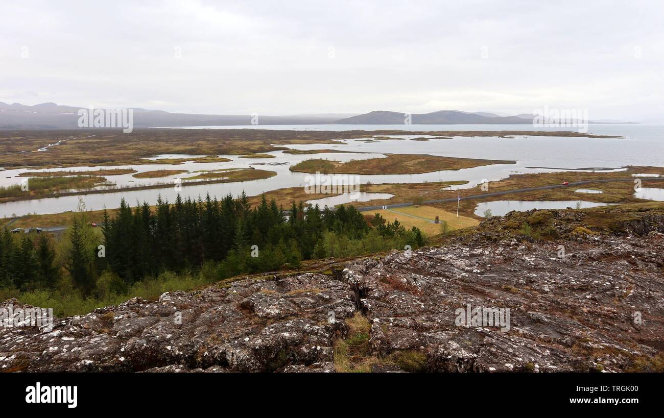 Lake at Thingvellir National Park Stock Photo