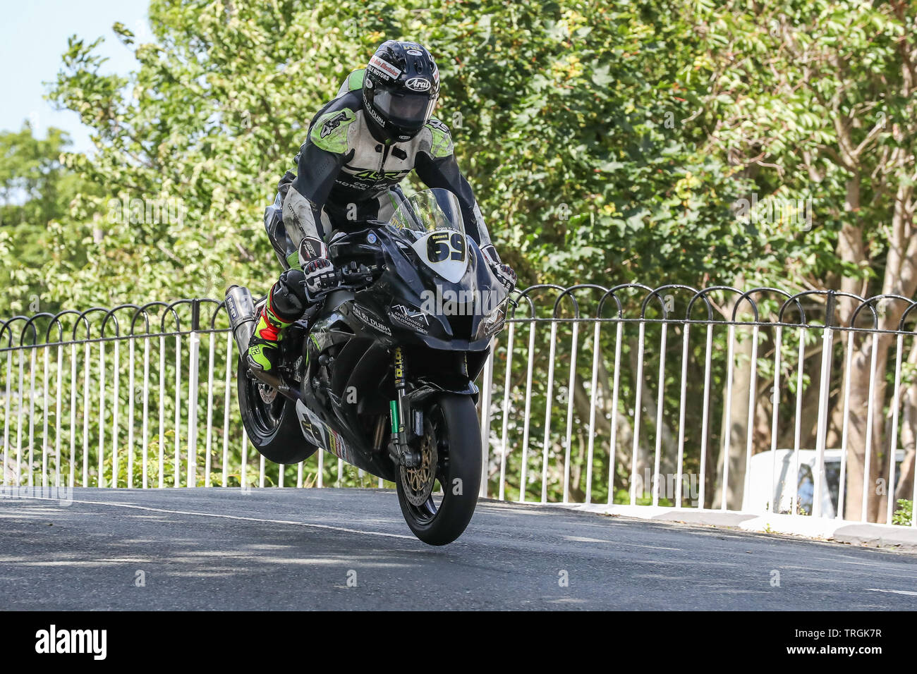 Thomas Maxwell (69) - TM Racing in action in the RST Superbike class Race at the 2019 Isle of Man TT (Tourist Trophy) Races, Fuelled by Monster Energy Stock Photo