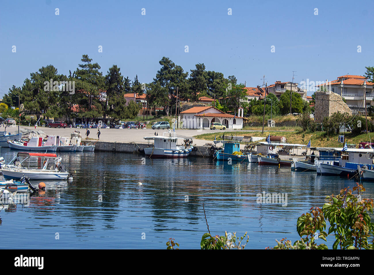 The small boat marina at Nea Potidea, Halkidiki, Greece. Stock Photo