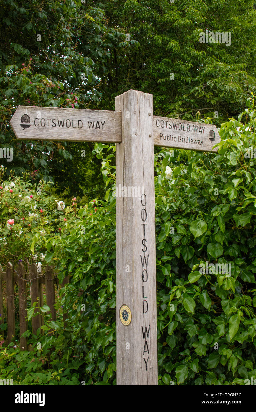 Finger post for the Cotswold Way long-distance footpath, England, UK Stock Photo