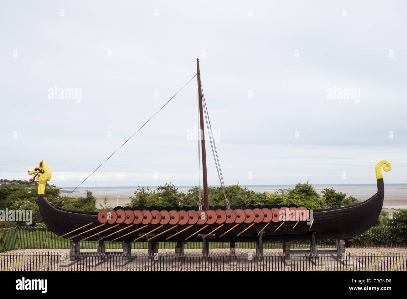 Viking ship at Cliffsend Stock Photo