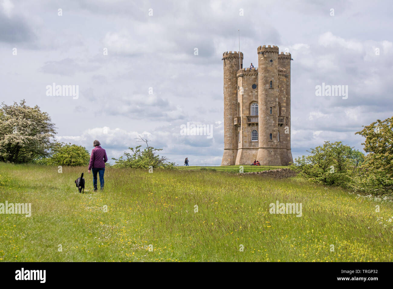 Walking the Cotswold Way at Broadway Tower Country Park near the