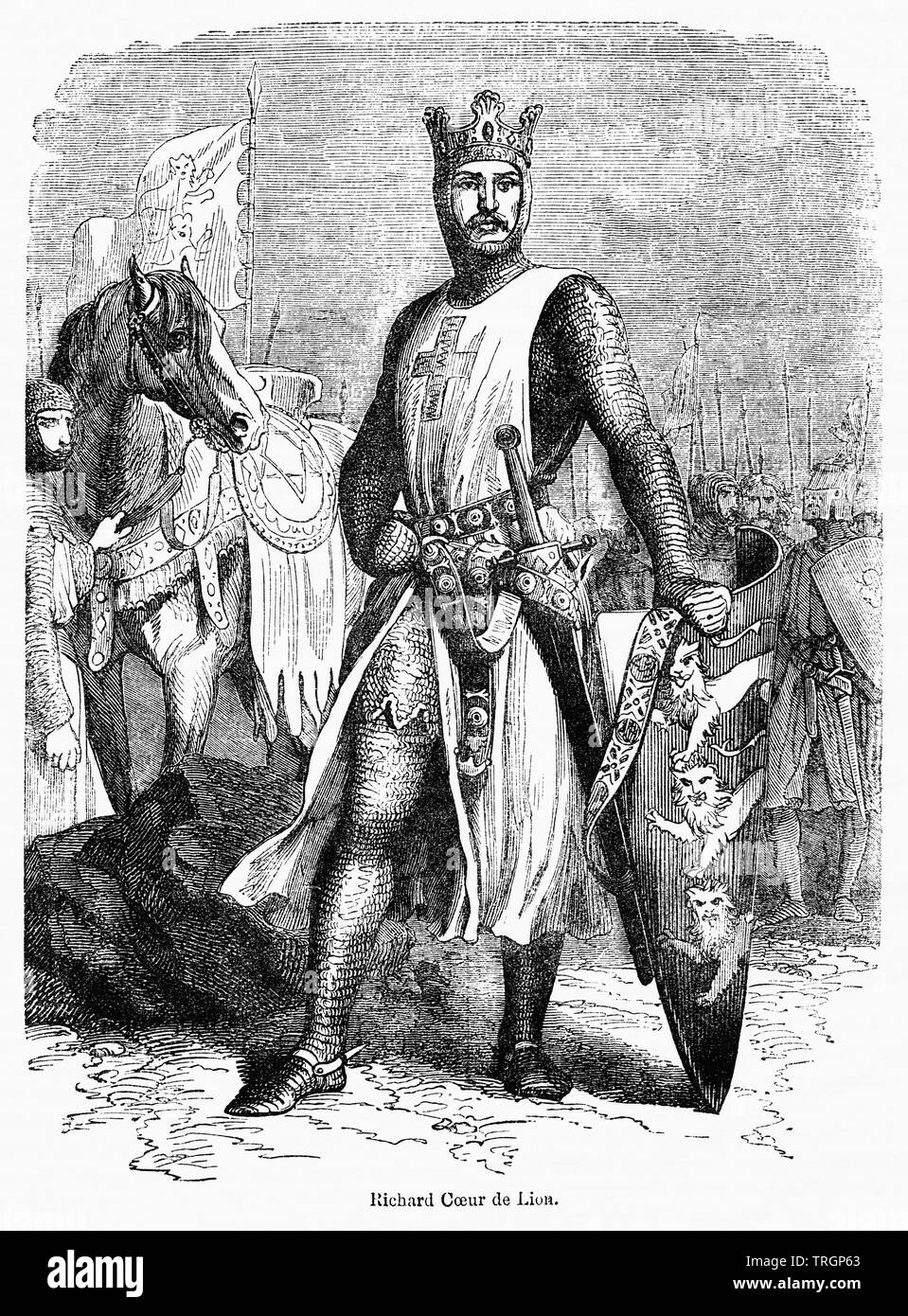 Richard Coeur de Lion, Illustration from John Cassell's Illustrated History of England, Vol. I from the earliest period to the reign of Edward the Fourth, Cassell, Petter and Galpin, 1857 Stock Photo