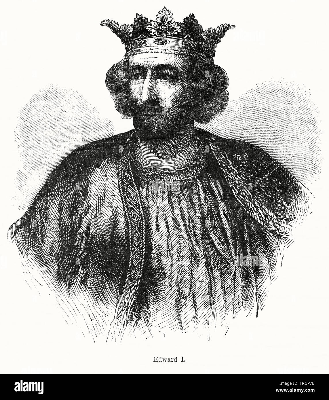 Edward I, Illustration from John Cassell's Illustrated History of England, Vol. I from the earliest period to the reign of Edward the Fourth, Cassell, Petter and Galpin, 1857 Stock Photo
