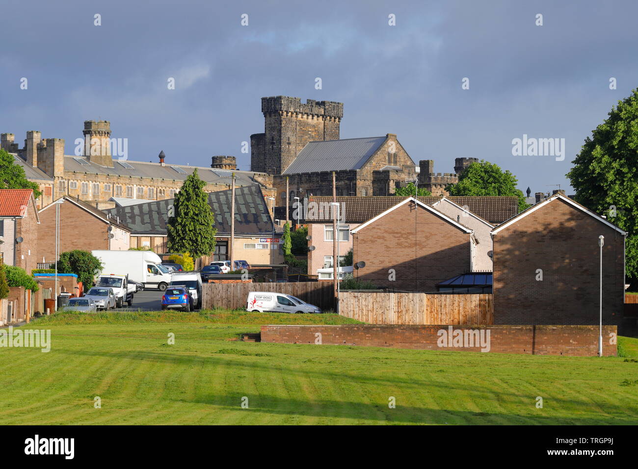 Holdforth Gardens in Leeds, is a street that backs on to HMP Armley Category B prison. Stock Photo