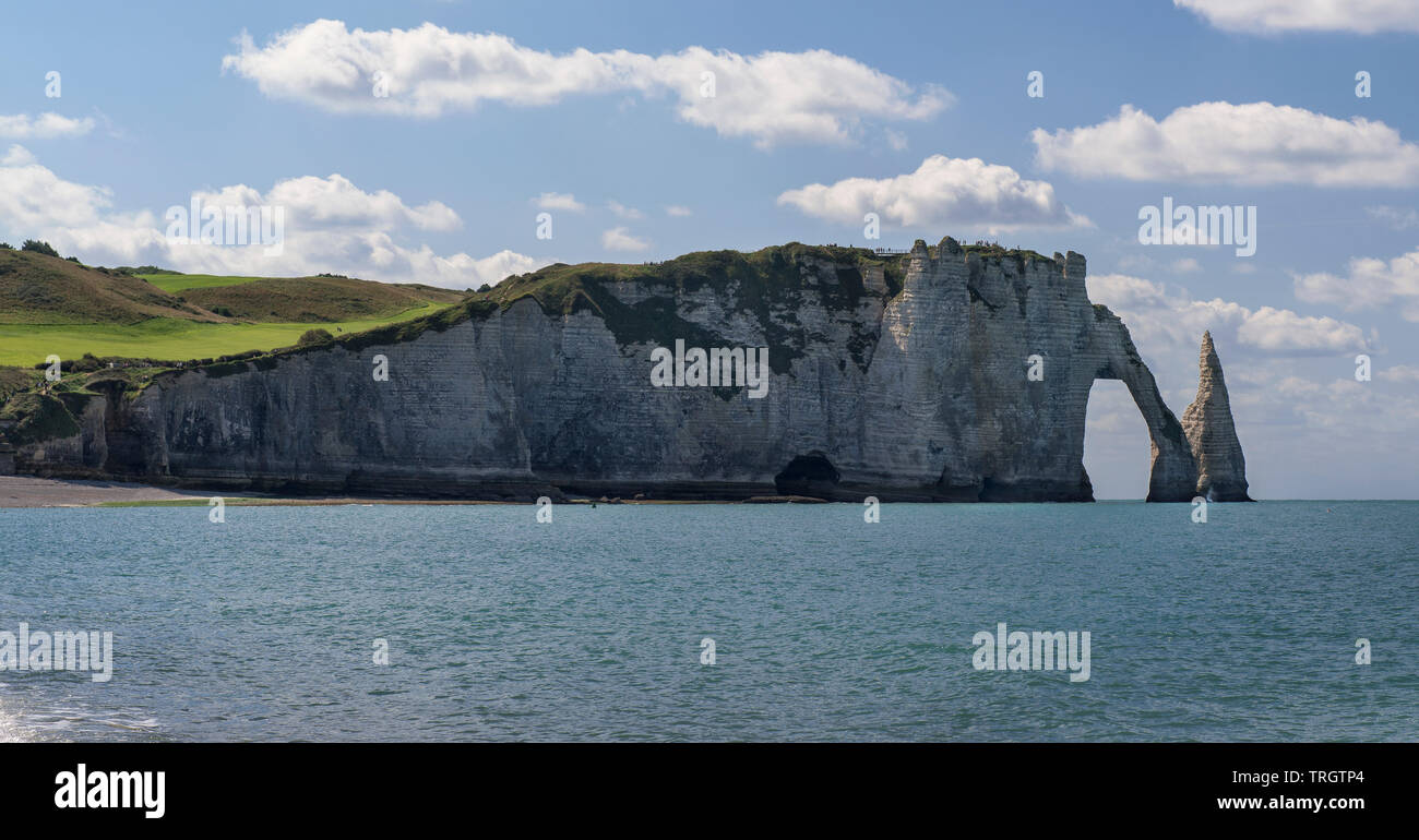 White Cliffs and Natural Rock Arches at Etretat, Normandy, France Stock ...