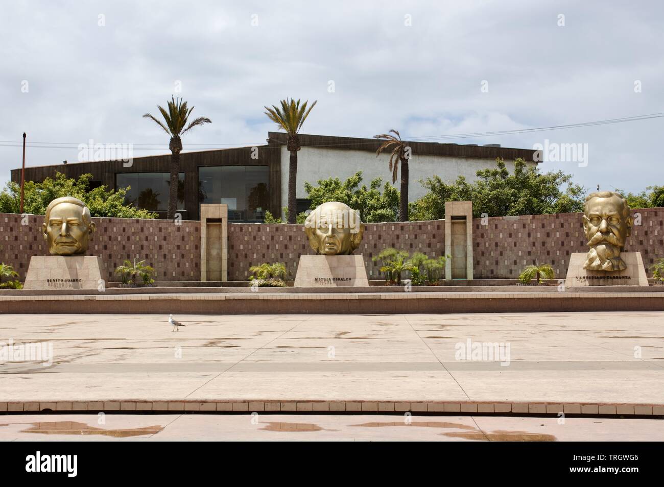 Plaza de Las Tres Cabezas or Three Heads Park in Ensenada, Baja California, Mexico Stock Photo