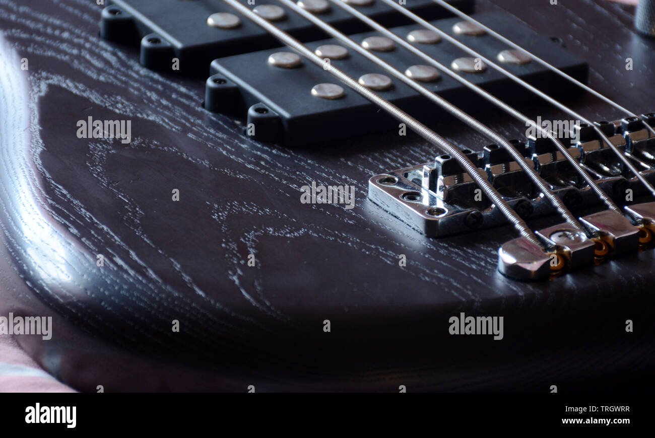 5 Strings Black Bass Guitar Stock Photo Alamy