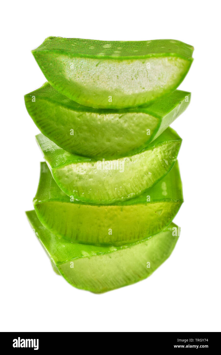 aloe vera slice isolated on white background Stock Photo - Alamy