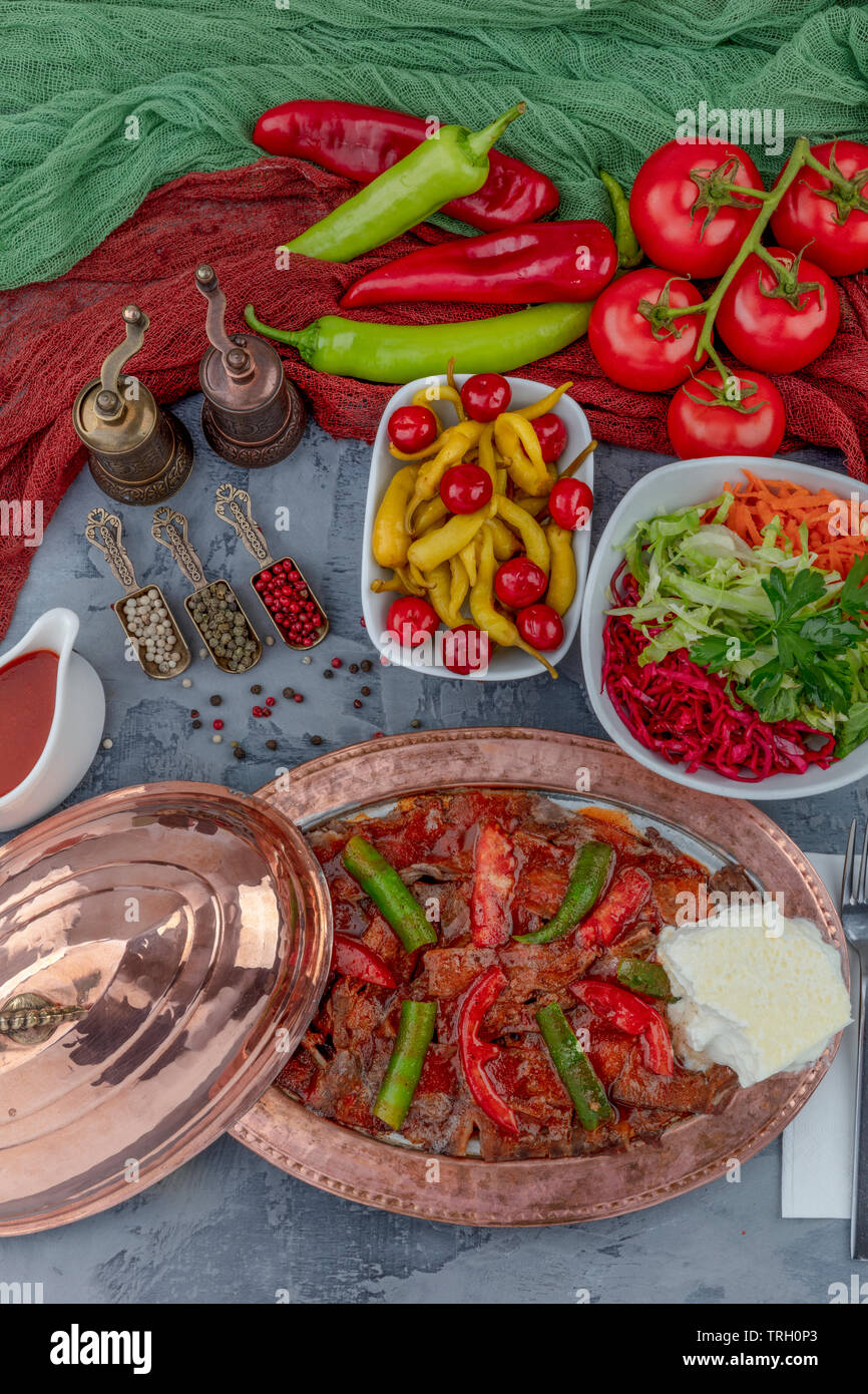 Traditional Turkish Doner Kebab also known iskender. Turkish style ...
