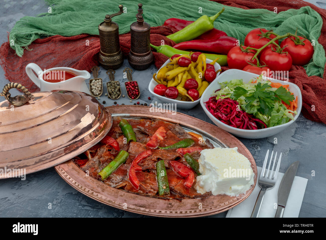 Traditional Turkish Doner Kebab also known iskender. Turkish style ...
