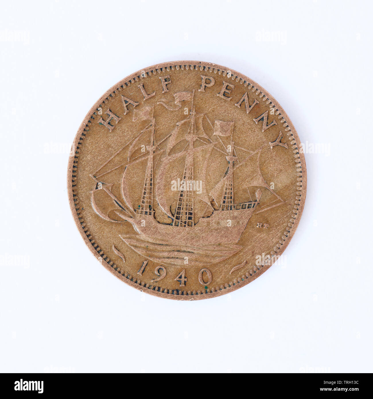 Centre of a Halfpenny Ship - Cut Out Coin Cufflinks - UK