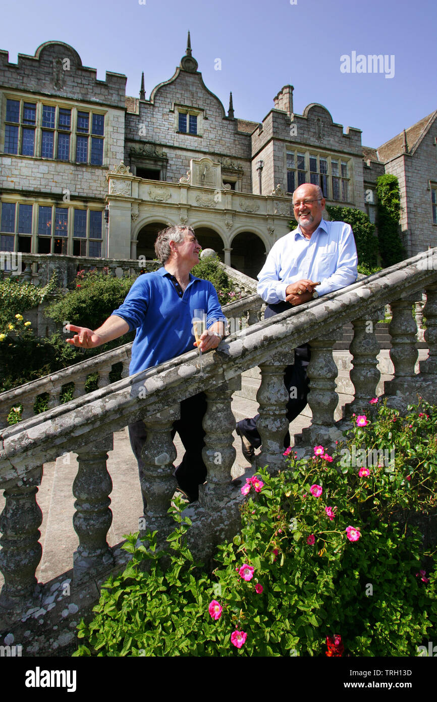27.06.2005 - Fulford Manor & Bovey Castle, Devon. Peter de Savary, owner of Bovey Castle, introduces Francis Fulford to his luxury establishment. Stock Photo