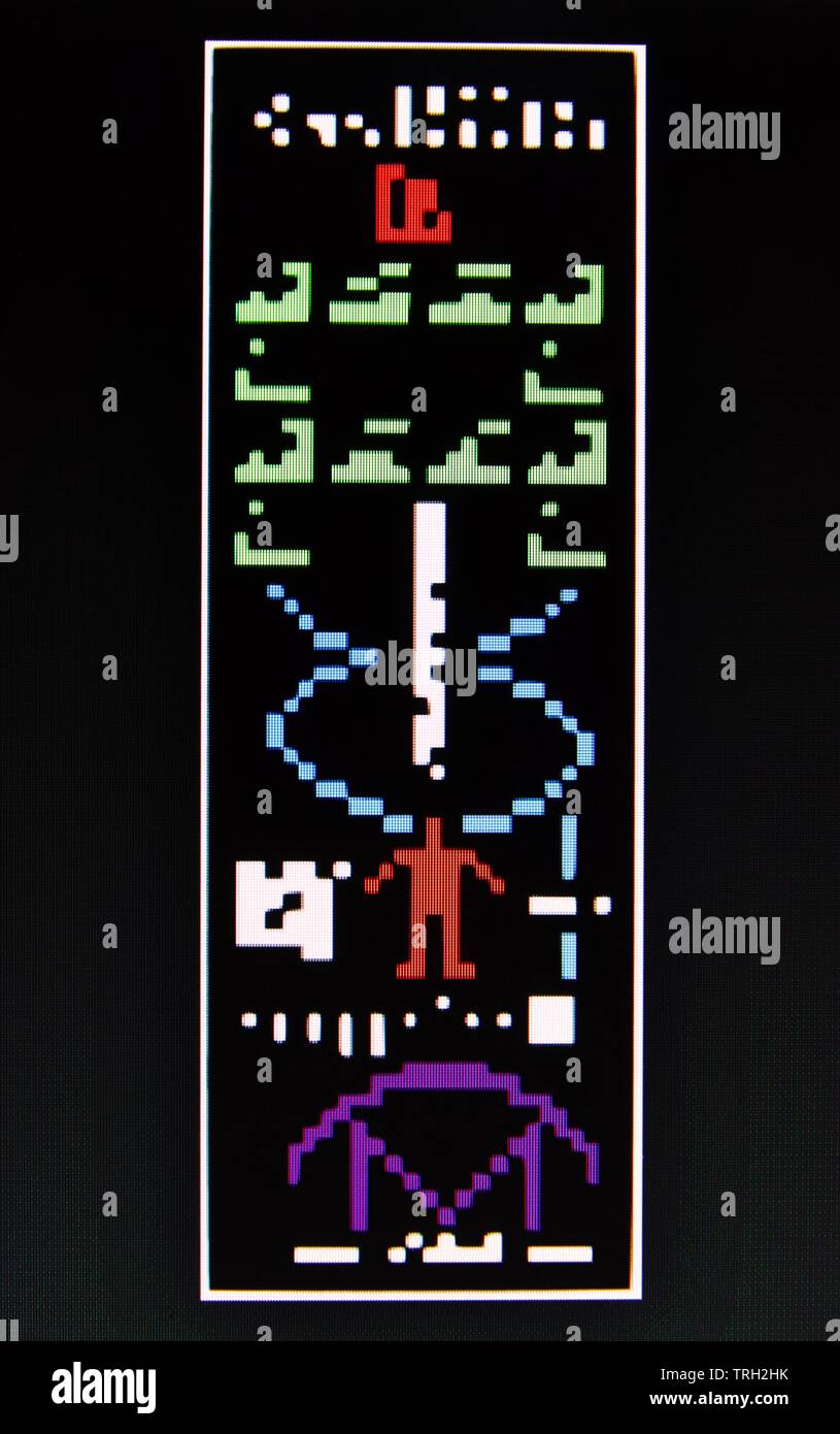 Arecibo message is a 1974 interstellar radio message which was broadcast into space in hope extraterrestrials might receive it Stock Photo