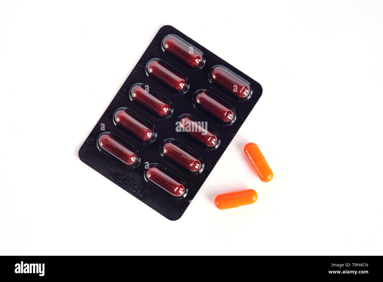 Vitamin C capsule on white background Stock Photo Alamy