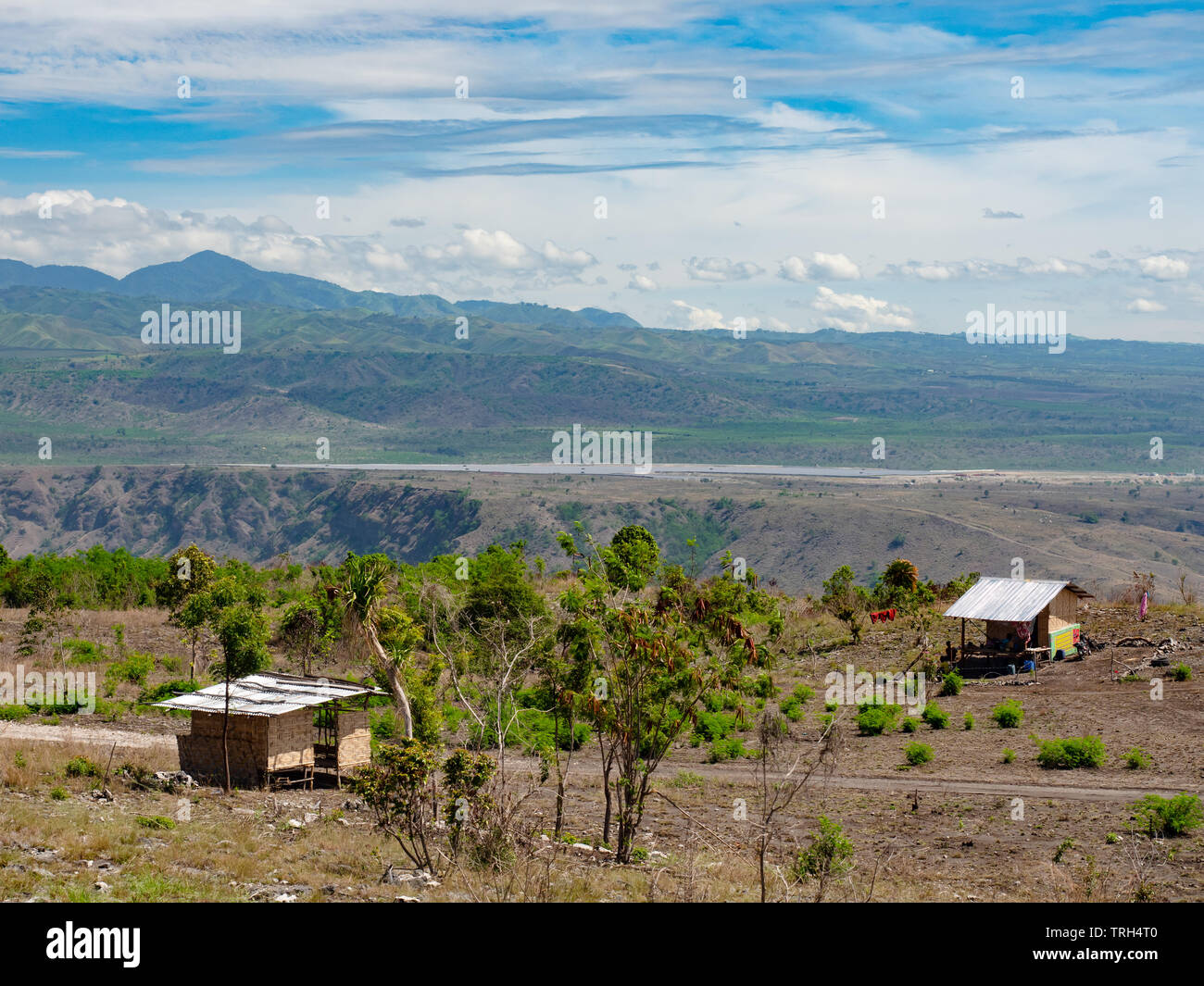 View of the dry mountain landscape in Barangay Bawing, General Santos City, South Cotabato on Mindanao, the southernmost large island of the Philippin Stock Photo