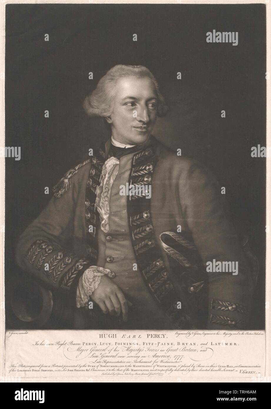 Percy, 2nd Duke of Northumberland, Hugh,general, commander, commanders, war, wars, military, people, half-length, half length, man, men, male, manly, Additional-Rights-Clearance-Info-Not-Available Stock Photo