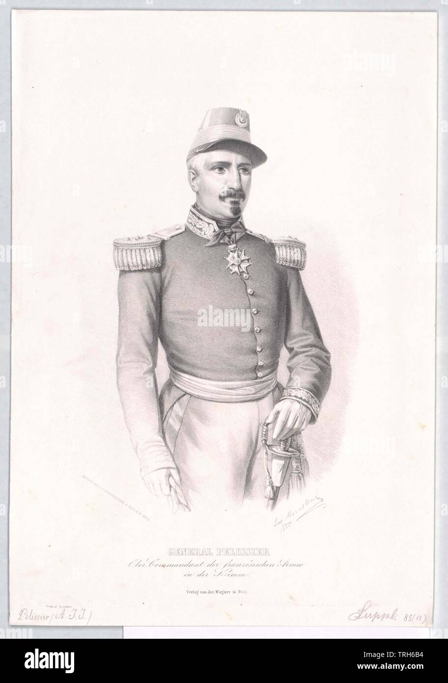 Pelissier, Jean Jacques Duc de Malakoff,general, commander, commanders, war, wars, military, people, half-length, half length, man, men, male, manly, Jacques, Jock, Additional-Rights-Clearance-Info-Not-Available Stock Photo