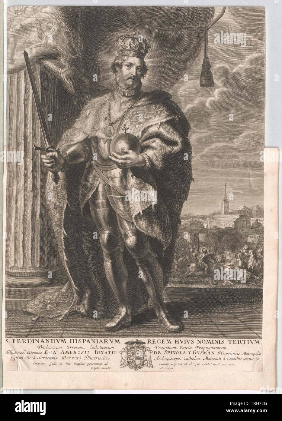 Ferdinand III, the saint, King of Castile and Leon,king, kings, Spain, people, Middle Ages, full-length, full length, man, men, male, manly, saint, hallow, saints, Castile, Castilla, Additional-Rights-Clearance-Info-Not-Available Stock Photo