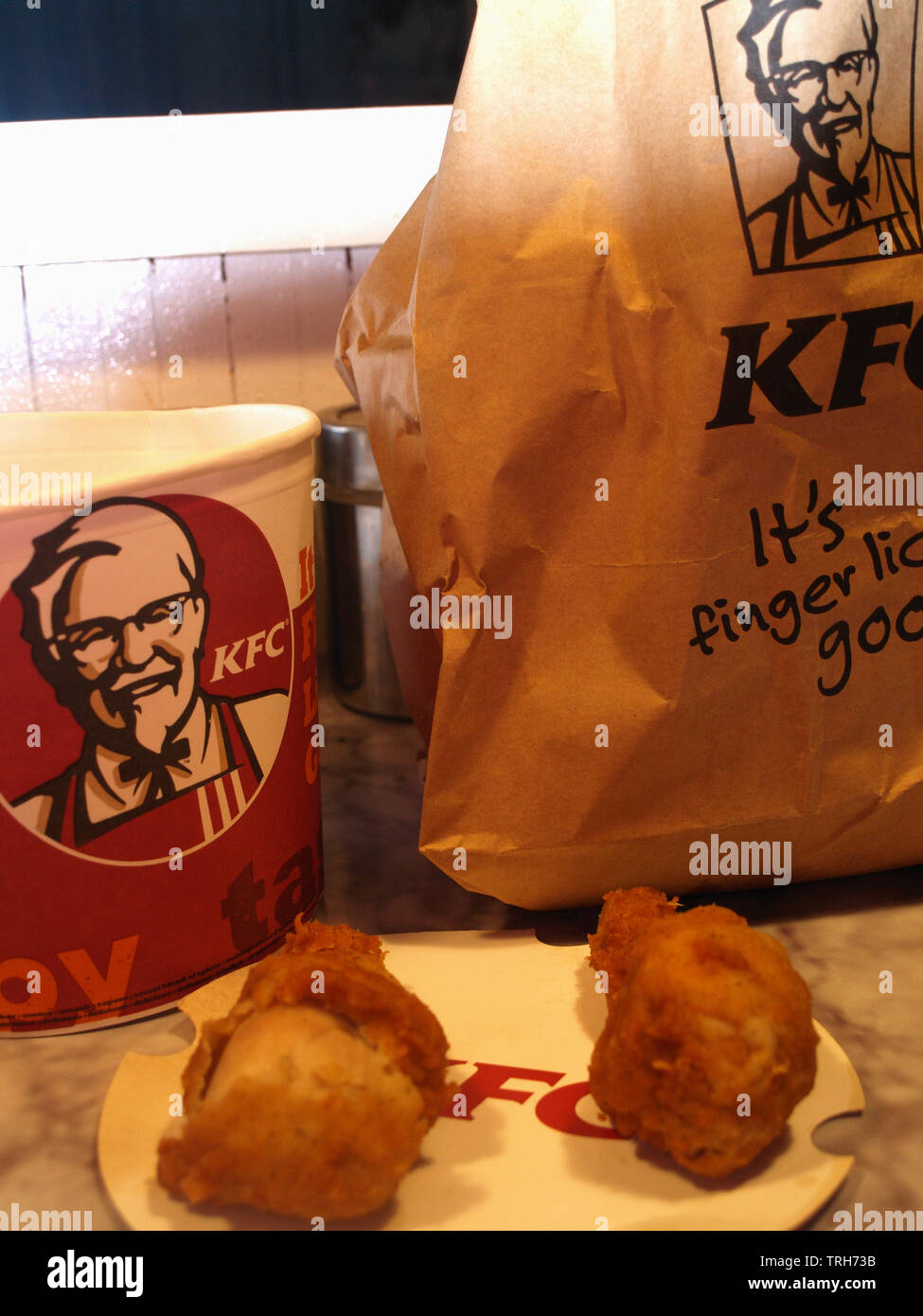 KFC bargain bucket packaging with two original recipe chicken portions