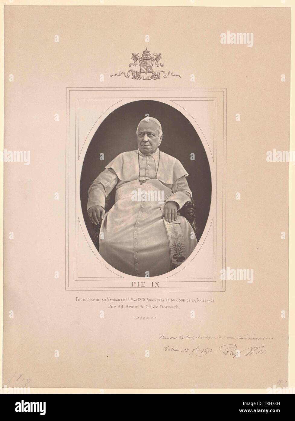 Pius IX, pope,people, half-length, half length, man, men, male, manly, pope, papa, papal, Additional-Rights-Clearance-Info-Not-Available Stock Photo