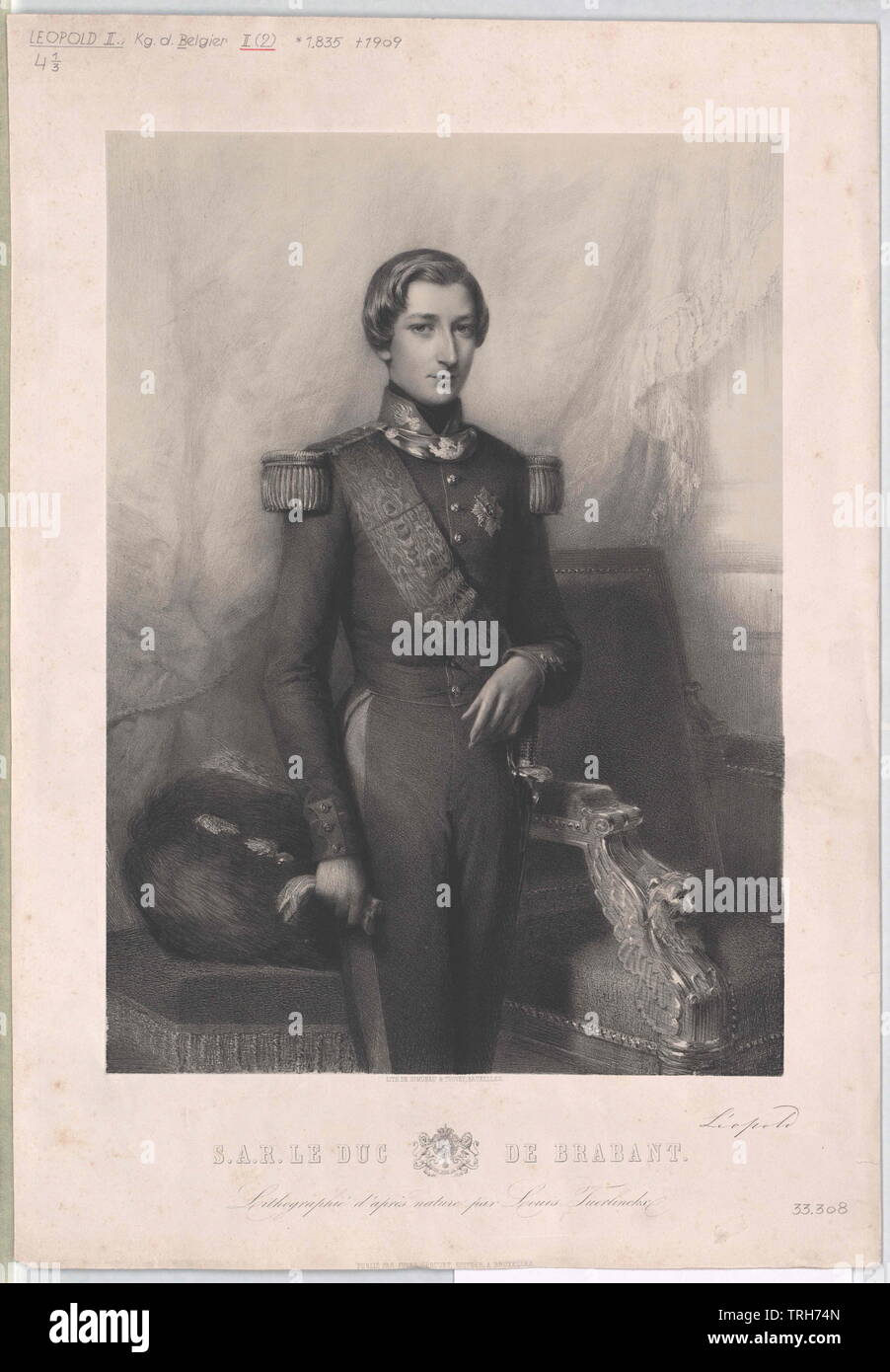 Leopold II, King of the Belgian,Belgium, king, kings, miscellaneous continent kingdom, people, Saxe-Coburg-Gotha, half-length, half length, man, men, male, manly, Additional-Rights-Clearance-Info-Not-Available Stock Photo