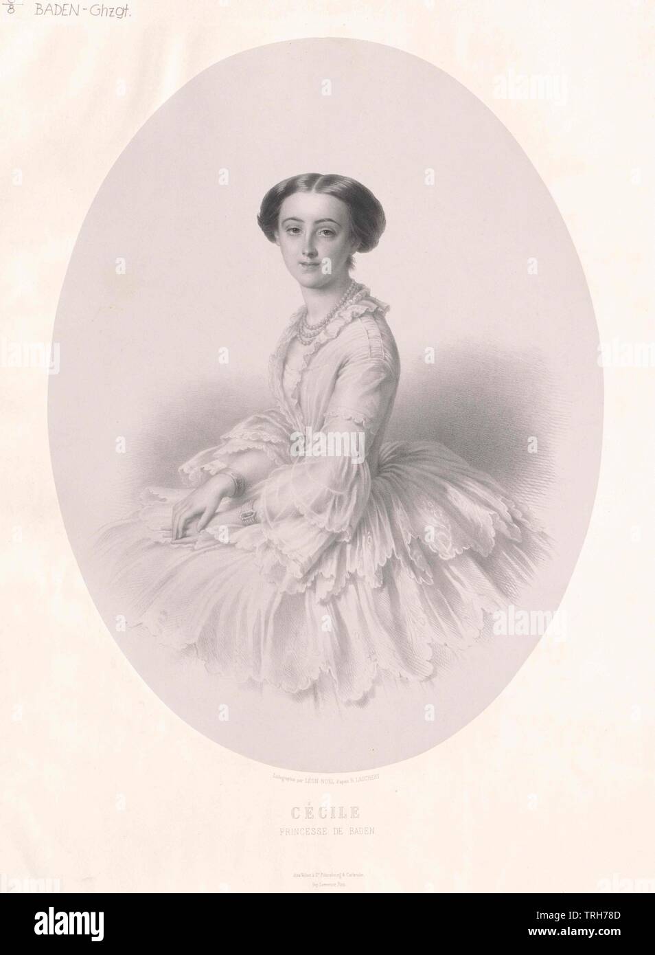 Cecilia, Princess of Baden,Baden, margrave, margrave and landgraves, miscellaneous potentates, people, half-length, half length, woman, women, female, princess, princesses, Additional-Rights-Clearance-Info-Not-Available Stock Photo