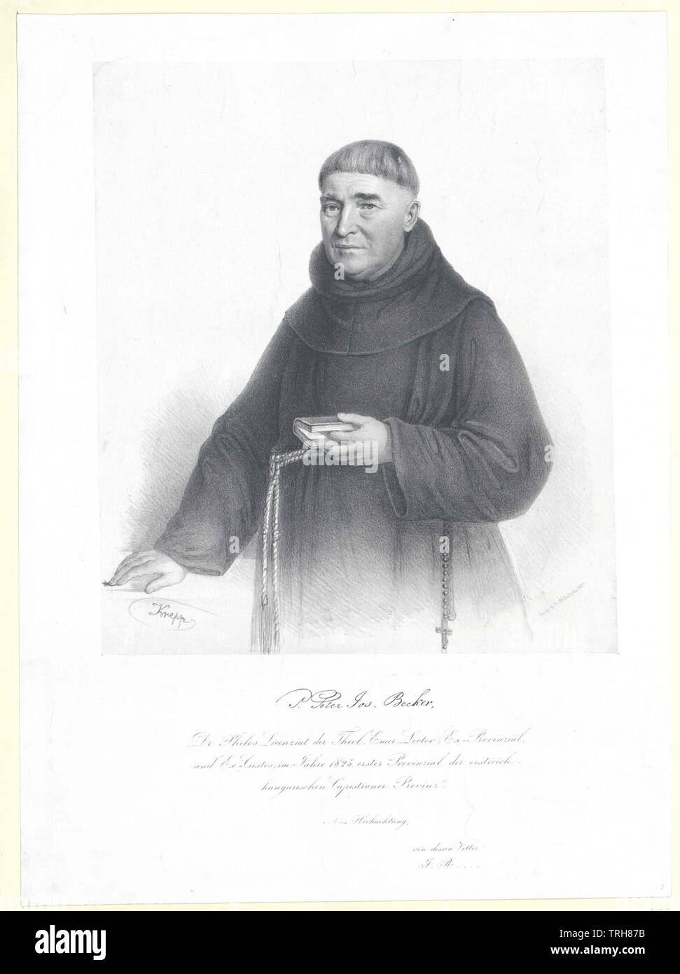 Becker, Peter Joseph, first provincial superior of the Austro-Hungarian Capistran Province 1825, Additional-Rights-Clearance-Info-Not-Available Stock Photo