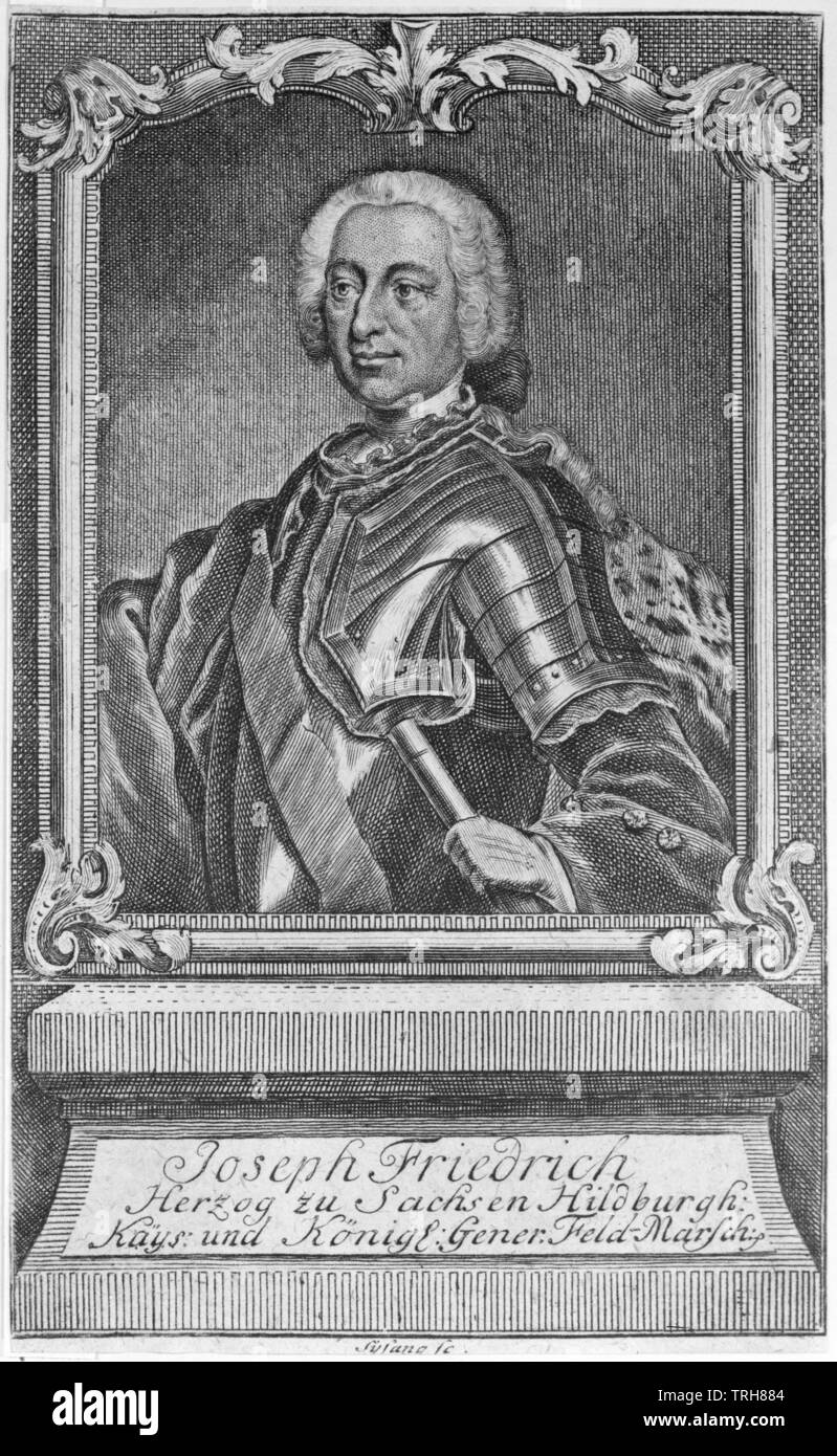 Joseph Frederick, Prince of Saxe-Hildburghausen +1787, picture, engraving by Johann Christoph Sysang. repro negative based on the engraving, Additional-Rights-Clearance-Info-Not-Available Stock Photo