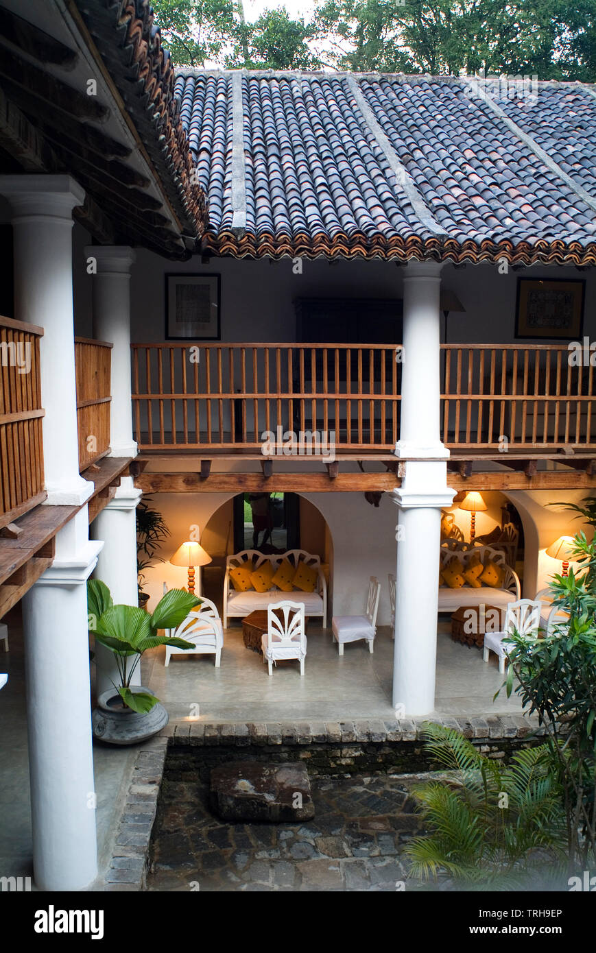 Looking down into the courtyard of Kandy House, a boutique hotel in