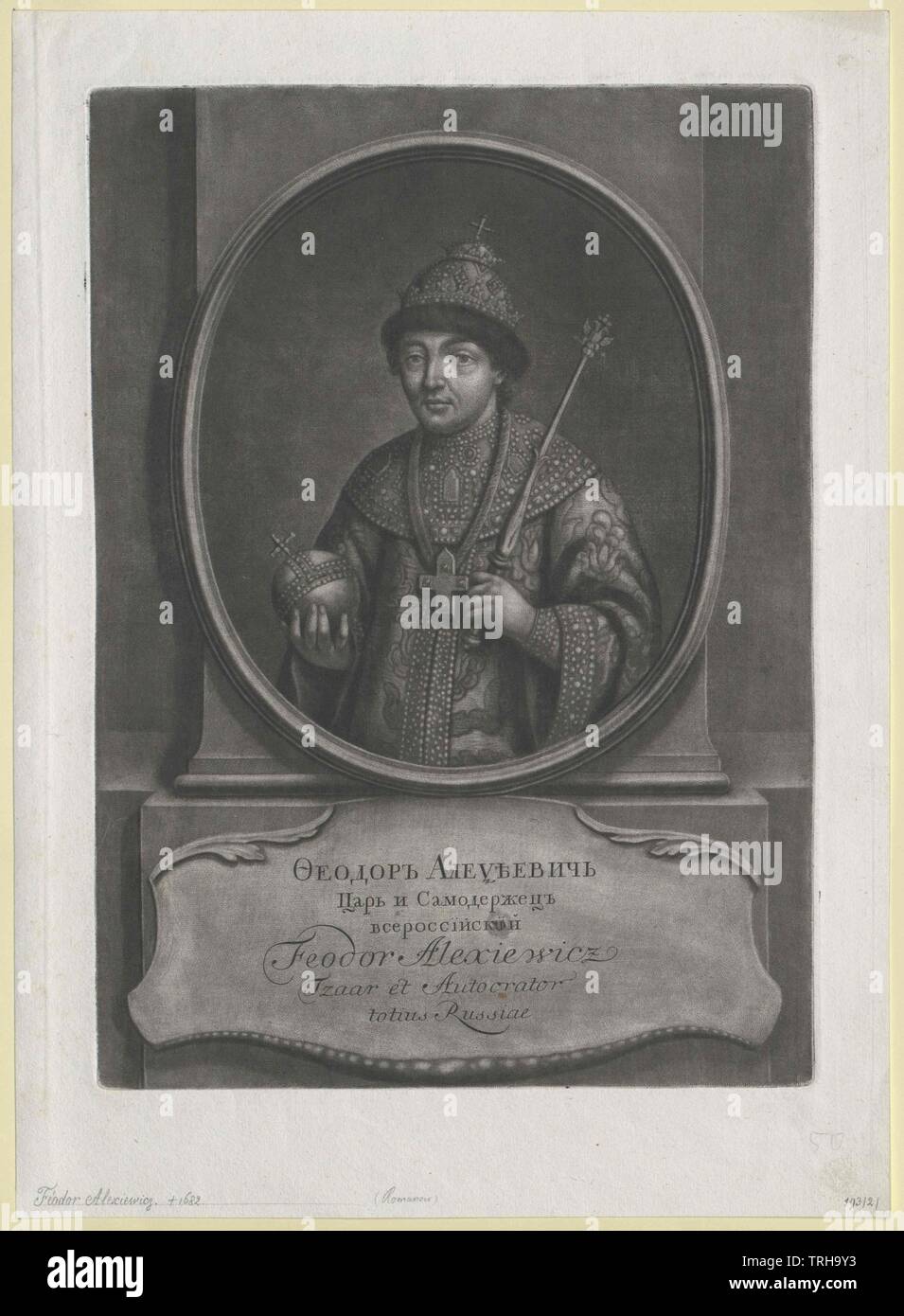 Feodor III, czar of Russia, Additional-Rights-Clearance-Info-Not-Available Stock Photo