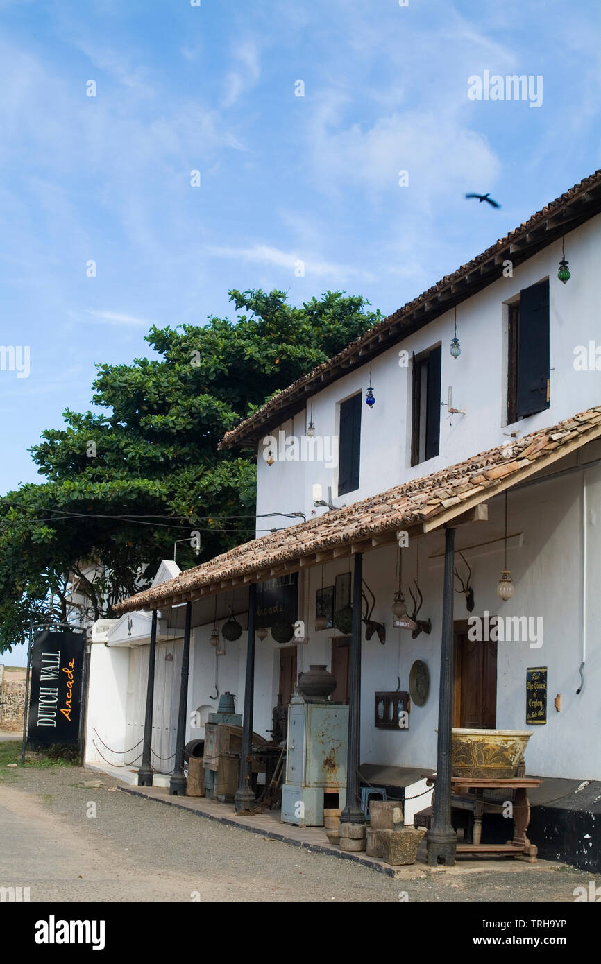 A Dutch heritage building serves as an antique shop in the historical town of Galle, Sri Lanka. Stock Photo
