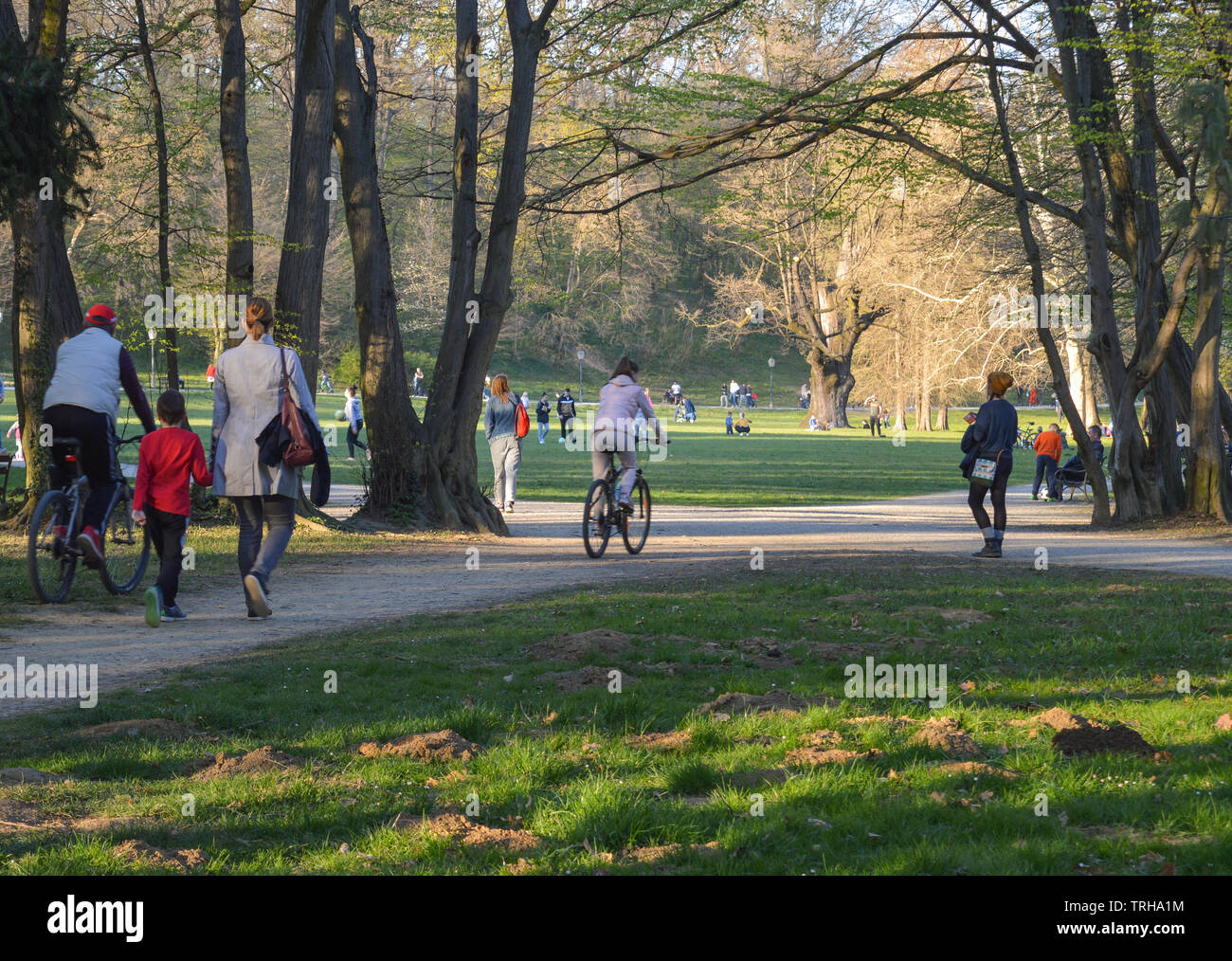 People outdoor activities at city park Maksimir Stock Photo