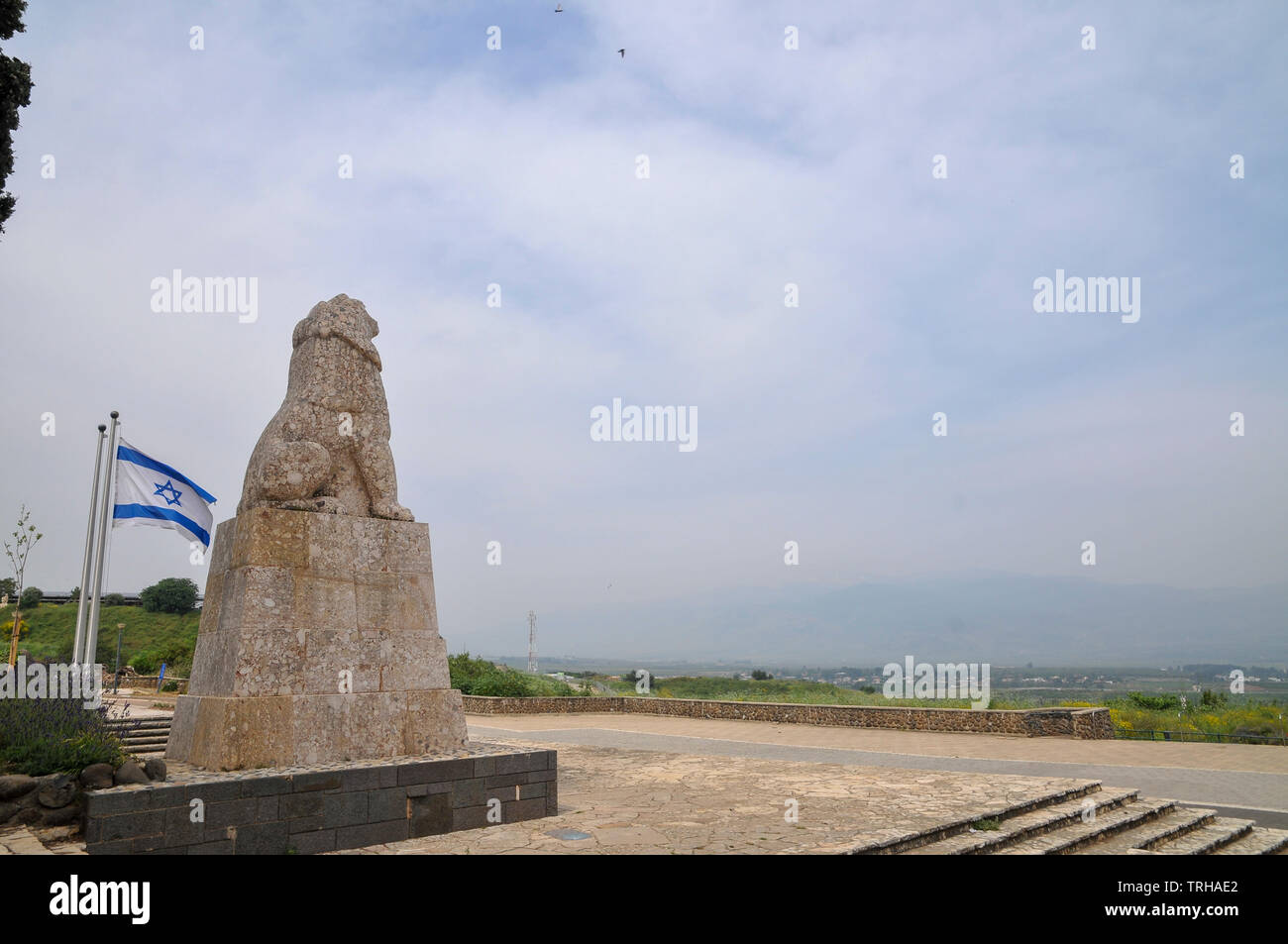 Israel, Upper Galilee, Tel Hai The roaring lion monument in honour of Yosef Trumpeldor and friends who died while protecting the settlement from Arab Stock Photo