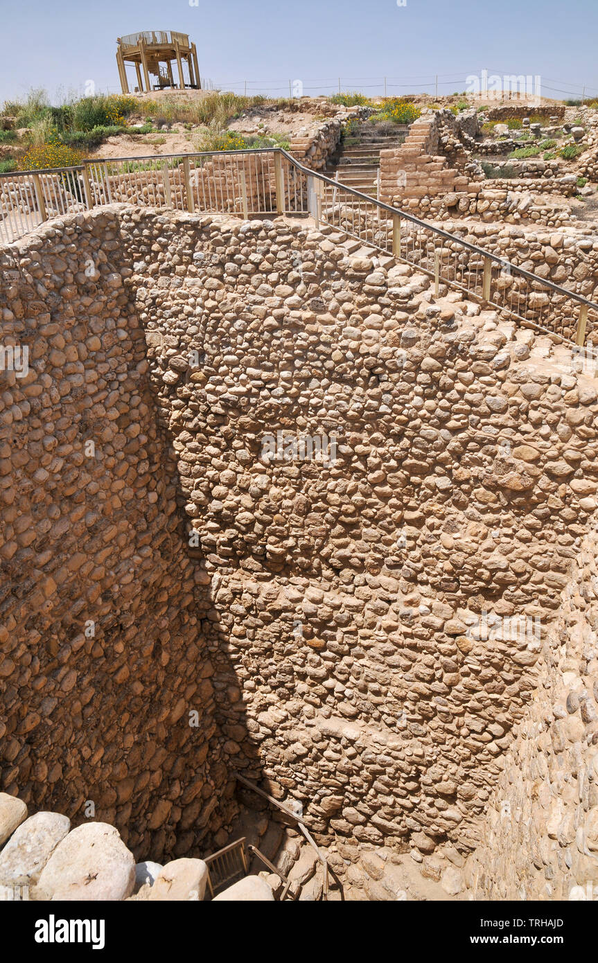 Israel, Negev, Tel Be'er Sheva believed to be the remains of the biblical town of Be'er Sheva. The water system collected flood water from the nearby Stock Photo