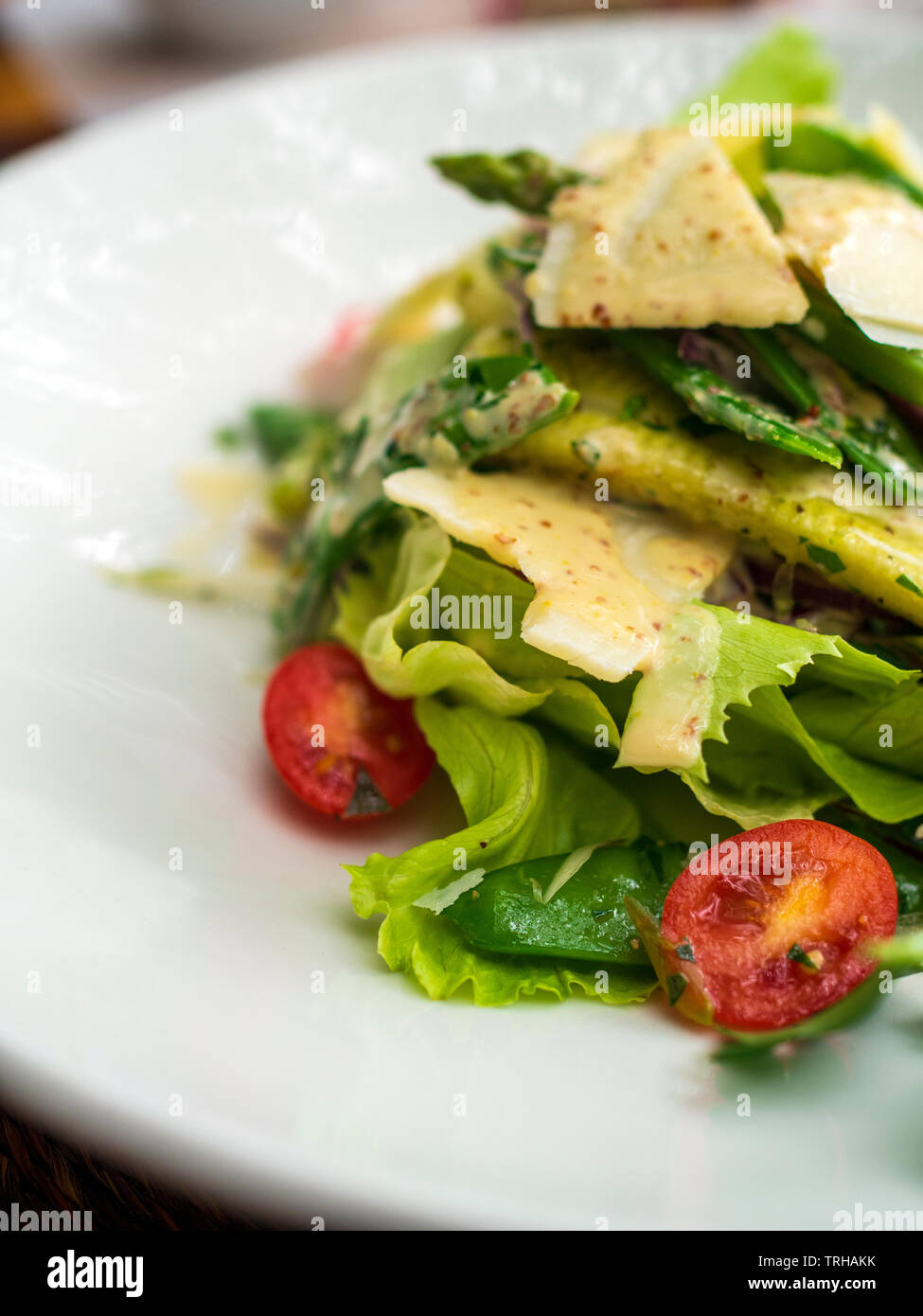 A salad served for lunch at the Phinda Forest Lodge, one of several luxury lodges inside the Phinda Private Game Reserve, South Africa. Stock Photo