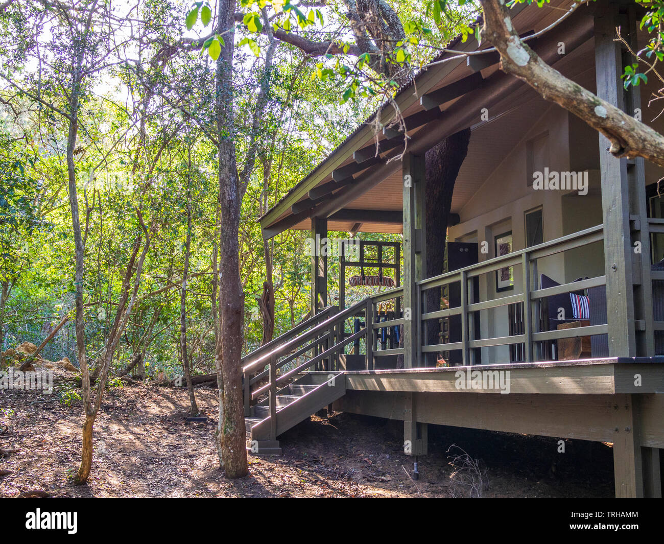 A guest villa at the Forest Phinda Lodge, one of several luxury lodges at the Phinda Private Game Reserve, South Africa. Stock Photo