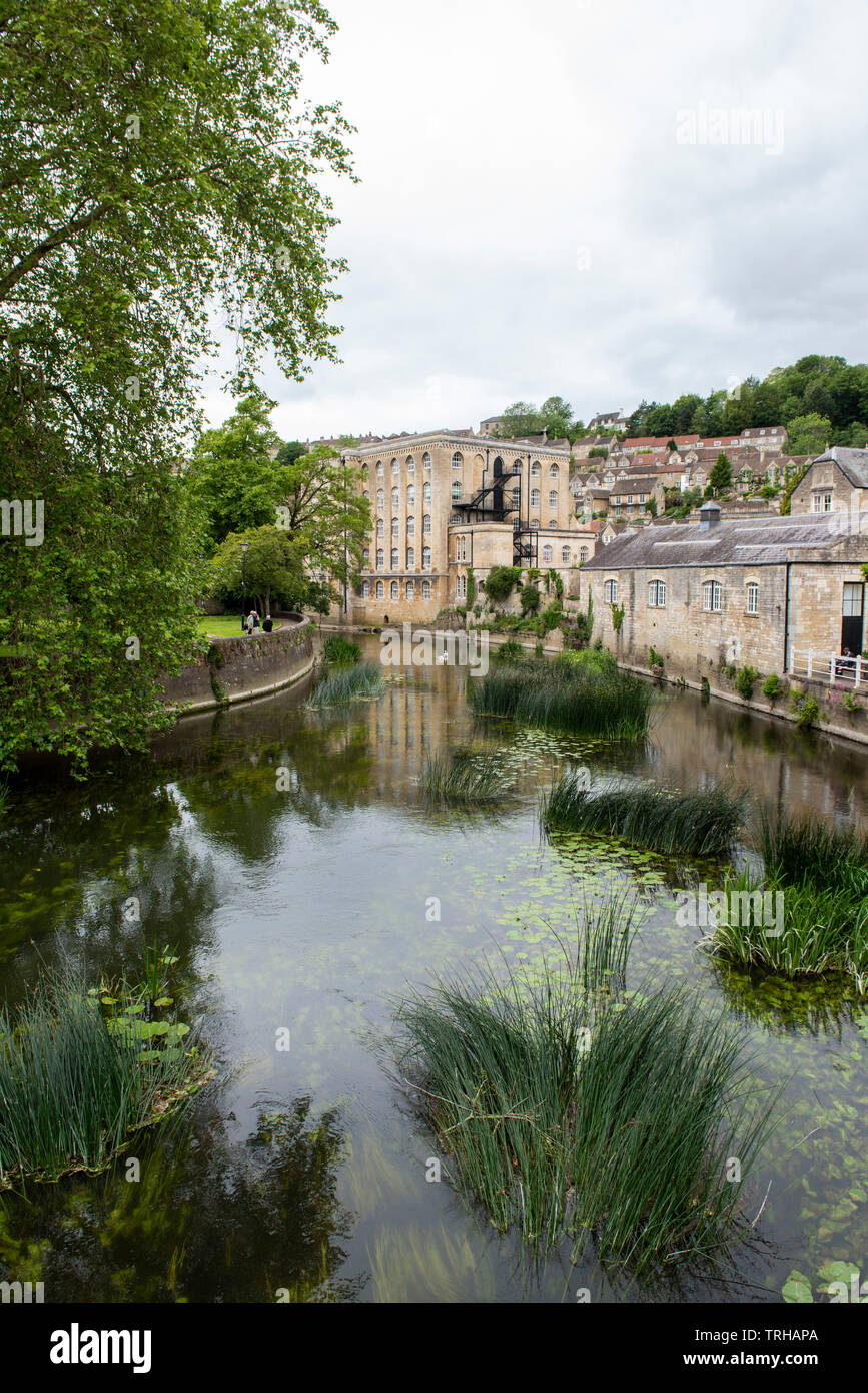 Reflections in the River Avon at Bradford on Avon, West Wiltshire in England UK Stock Photo