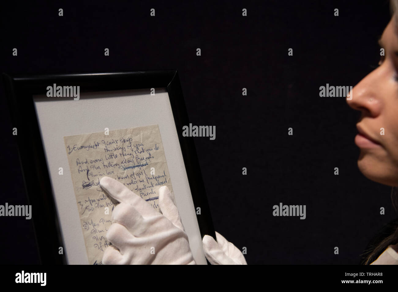 Rare Silk Screen Artists Proof of John Lennon's Handwritten Lyrics