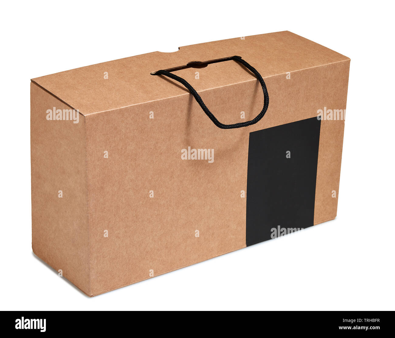 Blank shoe box with handle isolated on white Stock Photo