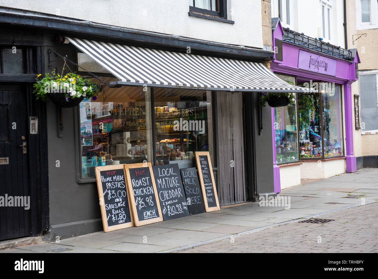 Butchers Shop and Imaginarium in Glastonbury Town Centre, Somerset