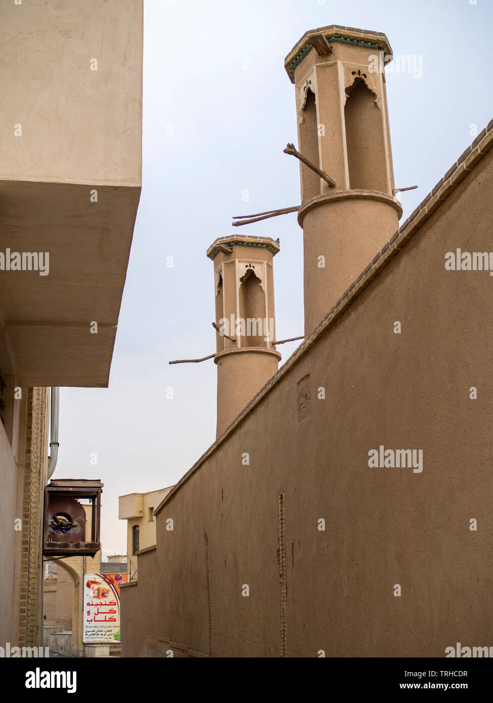 Wind towers on a house in the old town of Kashan, Iran. Wind towers, or