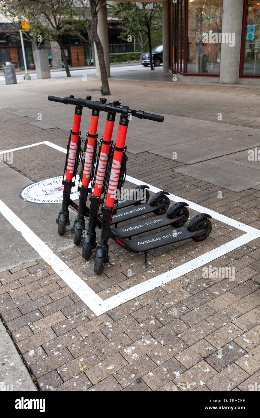 Rental Scooters, downtown Austin, Texas, USA, by James D Coppinger