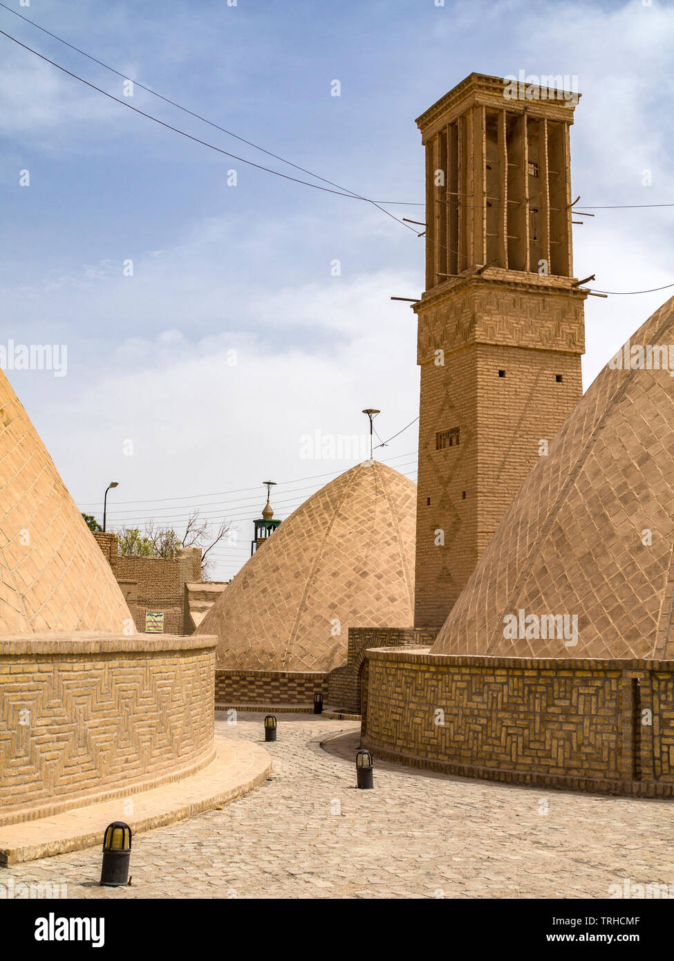 Wind towers used to keep the town municipal water cool in Naein, Iran