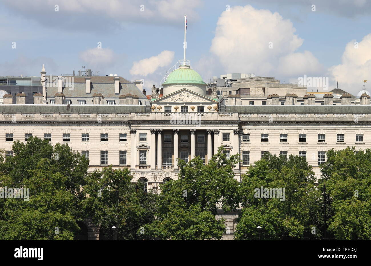 Facade of Somerset House, a prominent neoclassical landmark building on the banks of the River Thames. London, UK Stock Photo